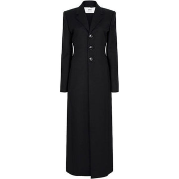 AMI Black Three-Button Wool Long Coat 156913178