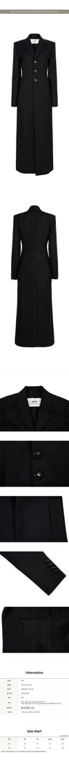 AMI Black Three-Button Wool Long Coat 156913178 [P]