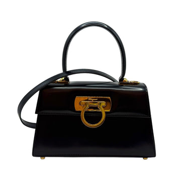 Salvatore Ferragamo East West Iconic Top Handle Small Tote Bag Black 156913228