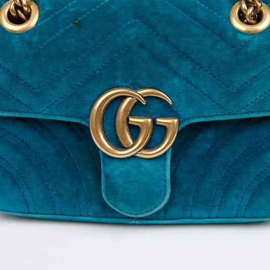 GUCCI Mini Schultertasche aus Velours in Türkis 446744 4680539826 156799630