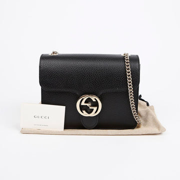 GUCCI Interlocking GG Kleine Kettenhandtasche Schwarz mit goldener Hardware 156799752