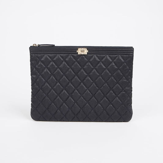 CHANEL Caviar Boy Medium Clutch A84406 156800048