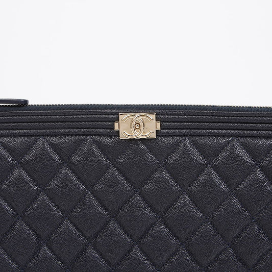 CHANEL Caviar Boy Medium Clutch A84406 156800048