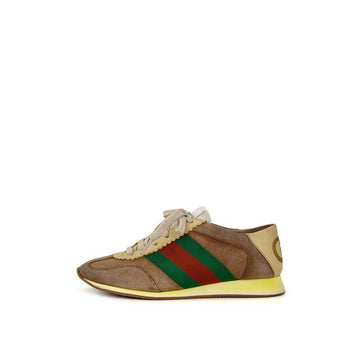 Gucci Women's GG Web Suede Rocket Low-Top Sneakers Beige 35.5 145696447