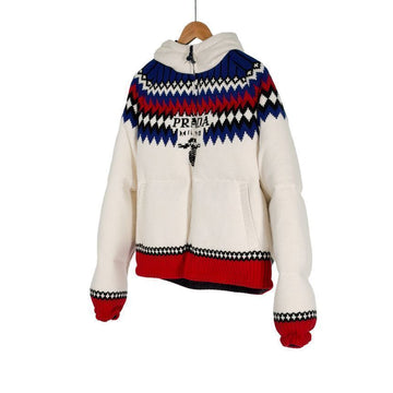 Prada Cashmere Knit Down Hooded Jacket White 148639383
