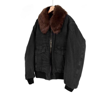 Prada Men's Denim Shearling Bomber Trucker Blue Jean Jacket Collar Black 148522756