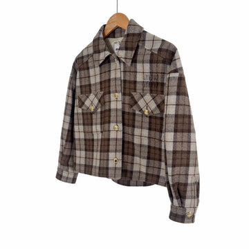 Miu Miu Women’s Logo Check Crop Blouson Jacket Cocoa Brown 149944928