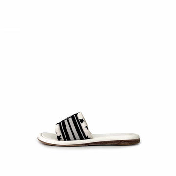 LOUIS VUITTON Magnetische Lock It Flach Mules Slide Sandalen Weiß 1AAD67 143729587