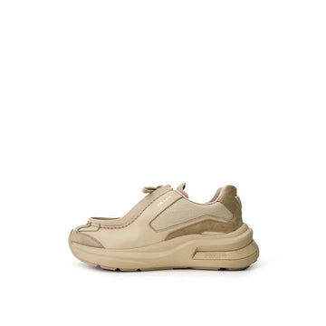 Prada Brushed Chunky Leather Bike Suede Sneakers Beige 9.5 143723174