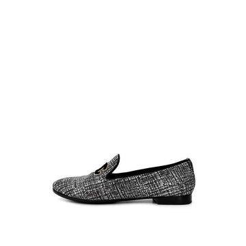 CHANEL Damen Tweed CC Logo Mokassin Fantasie Flachschuh Silber 38C 143717799