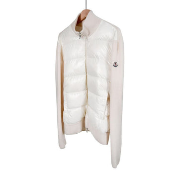 Moncler Men's Woven Zip-Up Padded Cardigan Jacket Ivory 154153580