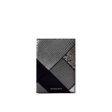 Burberry Python Calfskin Passport Holder Wallet Grey Black 154153573