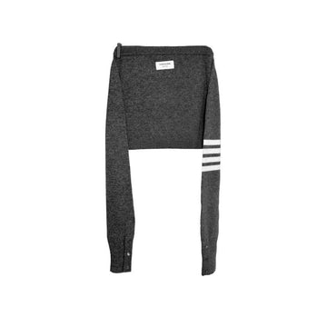 Thom Browne Diagonal Stripe Wool Knit Sweater Shoulder Bag Crossbody Grey 154153570