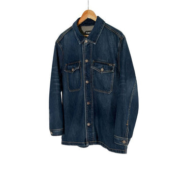 Tom Ford Washed Denim Trucker Leather Point Shirt Jacket M 24fw 147253204