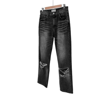 RECTO. Distressed Wide Leg Denim Pants Black 155485825