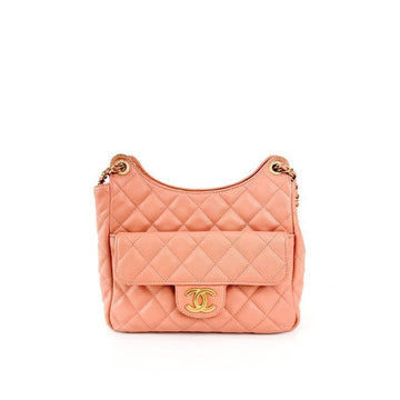 CHANEL Hobo Bag Shiny Crumpled Kaviar Pocket Chain Crossbody Bag Pink AS3690 B10233 NM375 143407216