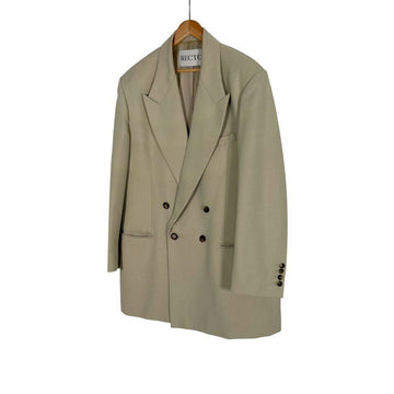 RECTO. Recto Men's Virgin Wool Oversized Boat Double Blazer Jacket Light Kaki 146272154