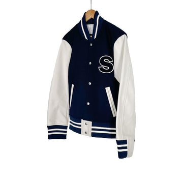 Sacai Wool Teddy Bomber Varsity Jacket Navy 143456833