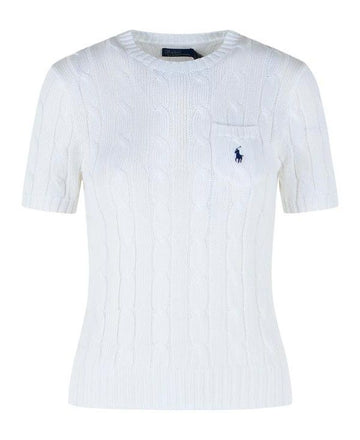 POLO RALPH LAUREN Pferdelogo gestickter Baumwoll-Kabelstrick-Kurzarmpullover 156728400
