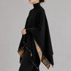 BURBERRY アイコンストライプウールリバーシブルケープパンチョ ブラック 80184961 146945945 [P]
