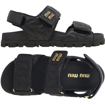MIU MIU Quilted Logo Sandalen Schwarz 5X135E 88T F0002 152242192