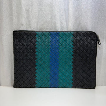 Bottega Veneta Black and Green Intrecciato Clutch 156927934