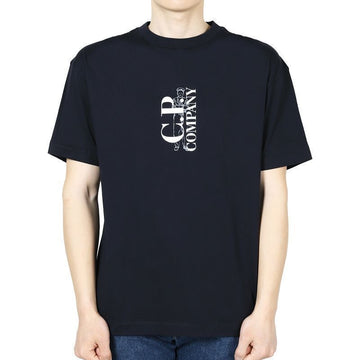 CP Company Men's Chest Logo Print Short Sleeve (Navy) 18CMTS177A 005100W 888 131367949