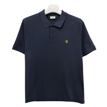 Celine Triomphe Embroidered Polo Short Sleeve T-Shirt Navy Yellow 156933149