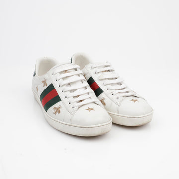 GUCCI Ace Star Bull Stickerei Herren Sneaker Weiß 156724600