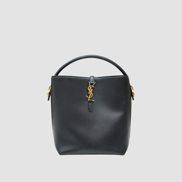 Saint Laurent Shiny Leather Bucket Bag Black 156933194