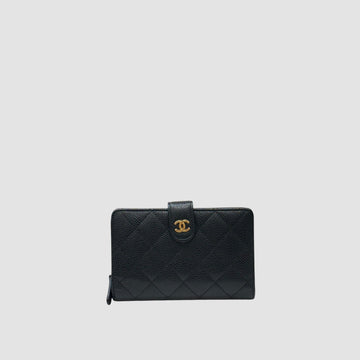 CHANEL Caviar Wallet with Gold Tone CC Logo A48667 20 Series 156933492