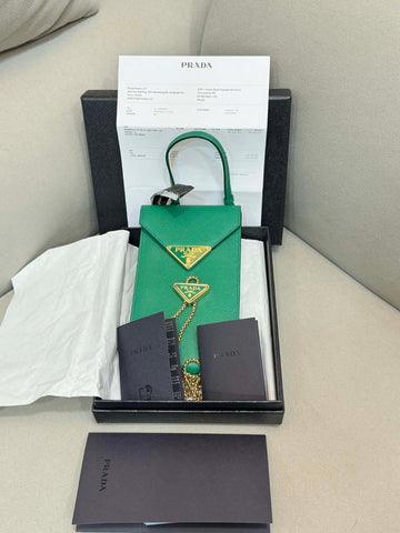 Prada Triangle Logo Phone Pouch Chain Mini Bag 156933606