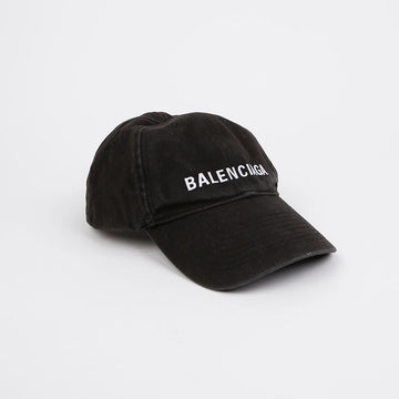 BALENCIAGA Logo Stickerei Schwarz Baseballkappe Größe L 156724917