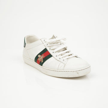 GUCCI エース刺繍レザー スニーカー ホワイト 156722010