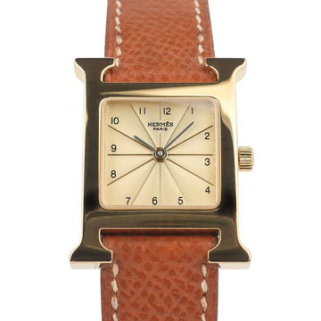 HERMES HH1.201 Hアワー ゴールド メッキ ギヨーシュ ダイヤル レディースウォッチ 37208 156938659
