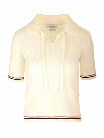 THOM BROWNE 女性用ポロメリノウールシャツ FKP110AY1029100 ホワイト 149121677