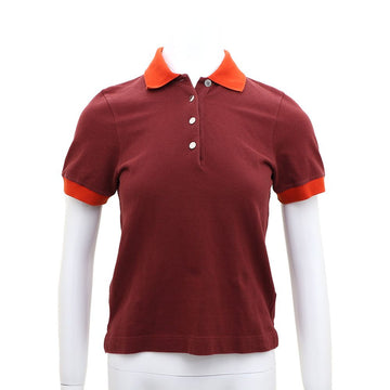 HERMES コットンカラー バーガンディ 半袖 Tシャツ 83753089 156939516
