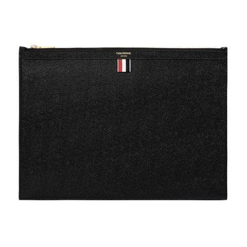 THOM BROWNE クラッチ MAC020L 00198 001 RWB タブ ペブルグレイン ラージ ポーチ ブラック 33223714