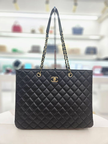 CHANEL Black Lambskin Gold Timeless Shopper Shoulder Bag 21 Series A91046 156940284