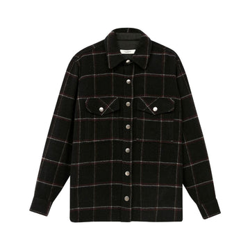 ISABEL MARANT ウールチェックシャツ ファイドブラック MA0953 1000000956 29575653