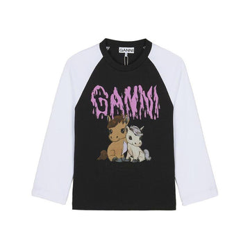 GANNI Damen Jersey Baseball T-Shirt 156942108