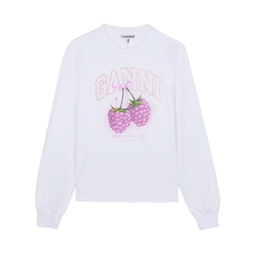 GANNI Damen Langarm-T-Shirt in Himbeere 156942111