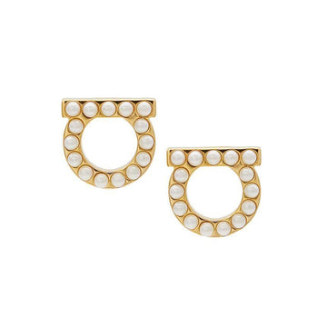 Salvatore Ferragamo Gancini Pearl Earrings Gold 26SS 76-0125 0696581 152303301