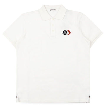 MONCLER Tricolor Logo Patch PK T-Shirt für Herren (Elfenbein) 8A00030 89A16 034 154990836