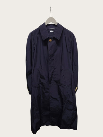 Thom Browne Navy Gold Classic Long Windbreaker Jacket 156954155