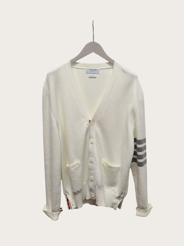 Thom Browne White Diagonal Armband Milano Stitch Cardigan 156954195