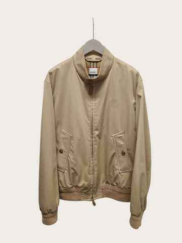 BURBERRY Beige Monogram Stickerei Logo Harrington Jacke 156954271