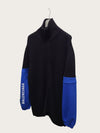 Balenciaga Black Blue Logo Knit Zip Jacket 156955321 [P]