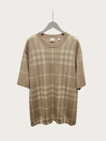 Burberry Beige Check Pattern Knit Short Sleeve 156955346