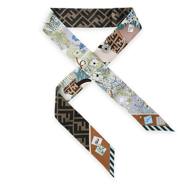 FENDI Damen Floral FF Druck Seiden Scarf 153690040